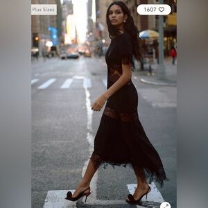 Anthropologie Hutch Asymmetrical Lace Mix Slip Dress XS NWT